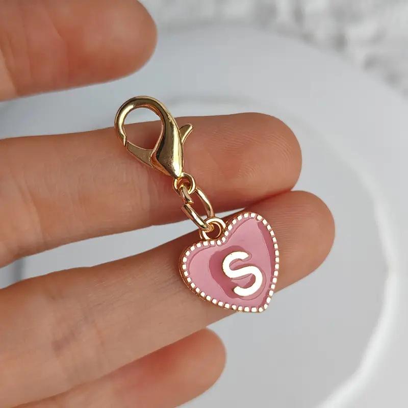 Cute Alphabet 26 Letters Heart Keychain For Bags Earphone Charm Pendants Accessories Gifts With Lobster Buckle