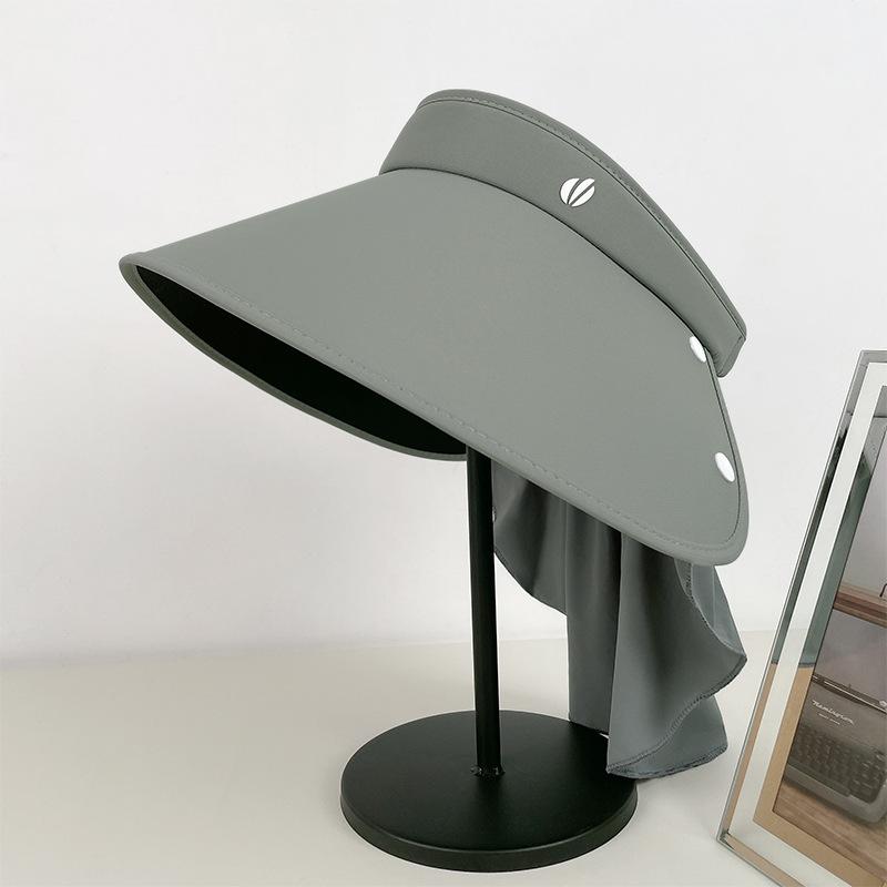 

Large brim sun protection hat women s summer neck protection sun hat outdoor empty top vinyl UV protection sun hat 56-59CM Shawl Cap