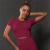 Nessaj Camicie da yoga a maniche corte Donna Fitness Sport Crop Top Magliette da corsa senza cuciture ad asciugatura rapida