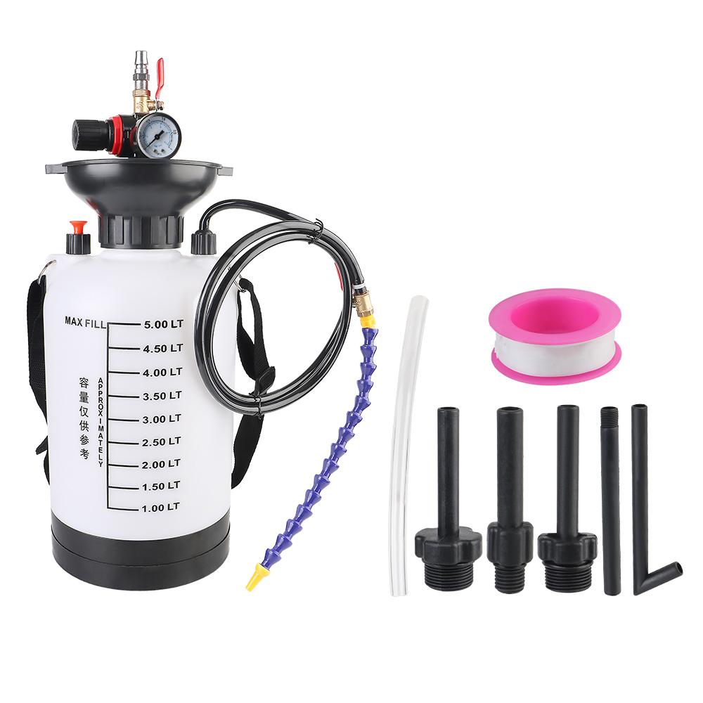 5L Oil Change Pump Fuel Filling Car Brake Bleeder Brake Fluid Refueling High Pressure Gauge 1/4" Adapter Pneumatic Oil Pump Tool
