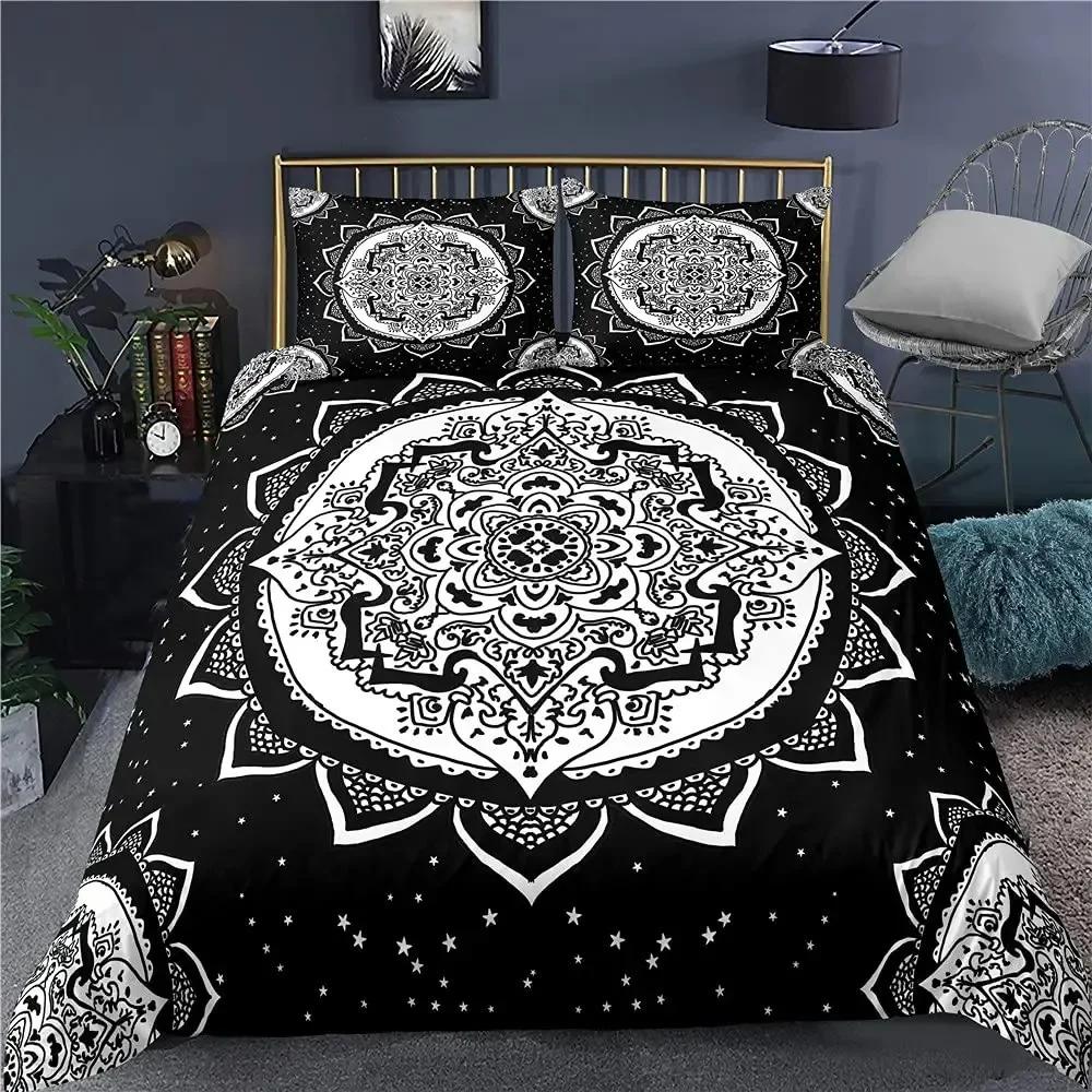 Luxury New 3D Print Hamsa Hand Bedding Set Boho Mandala Duvet Cover Set Black Gold Bohemia Bed Set Fatima Hand Linen Lucky Hand