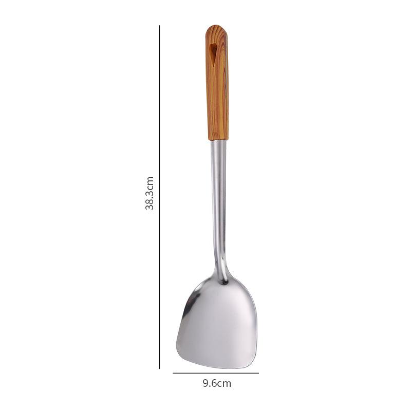 1PC Stainless Steel Cooking Utensils Wooden Handle Spatula Rice Spoon Frying Shovel Kitchenware Kitchen Baking Accessories