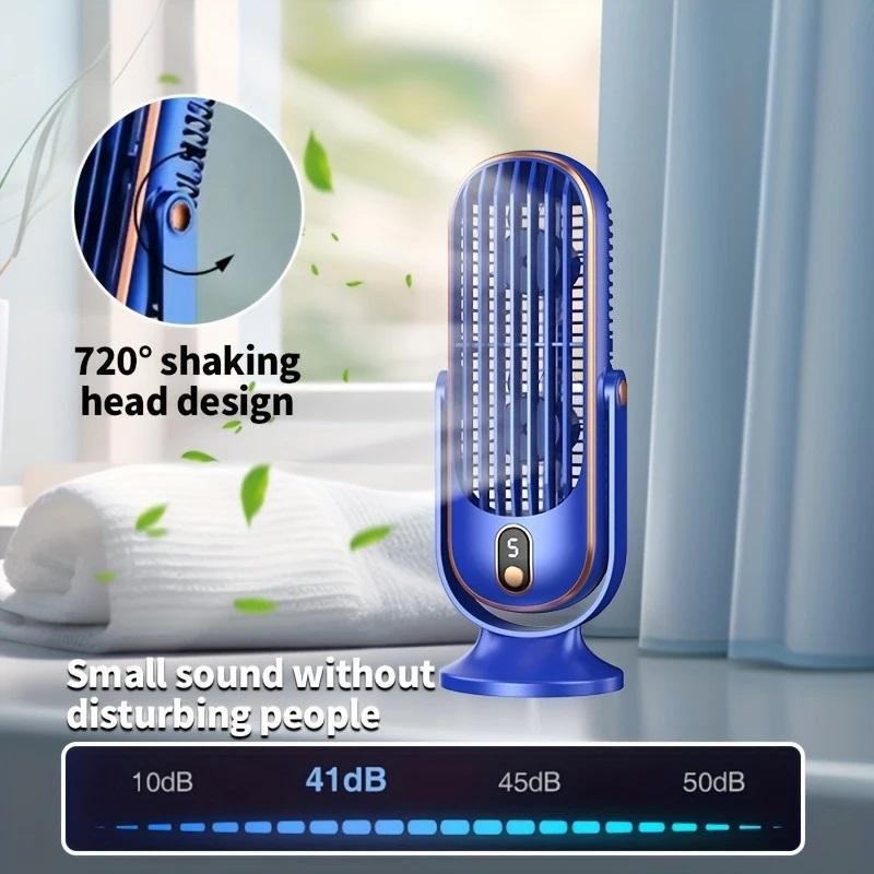 Xiaomi USB Charging 5-Speed Adjustable Small Air-Cooled Fan, Large Battery Dual Motor Stylish Desktop Fan, Portable Air Cooler