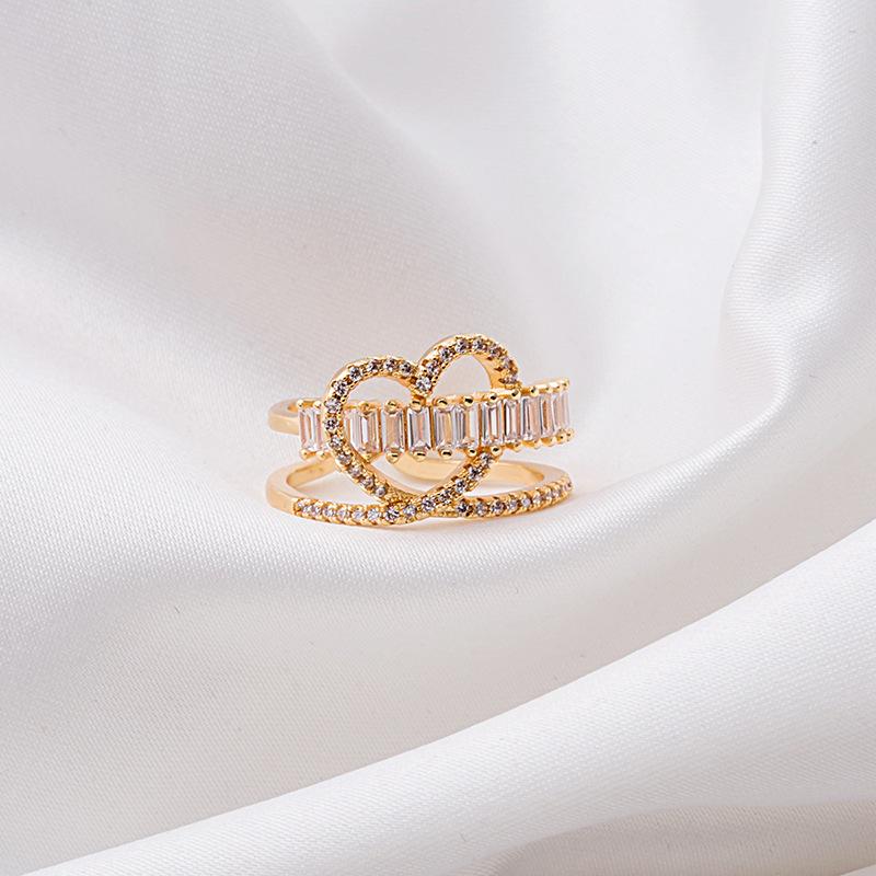Temperament Simple Design Sense Niche Ring, Fashionable Personality High Sense Diamond Ring Women