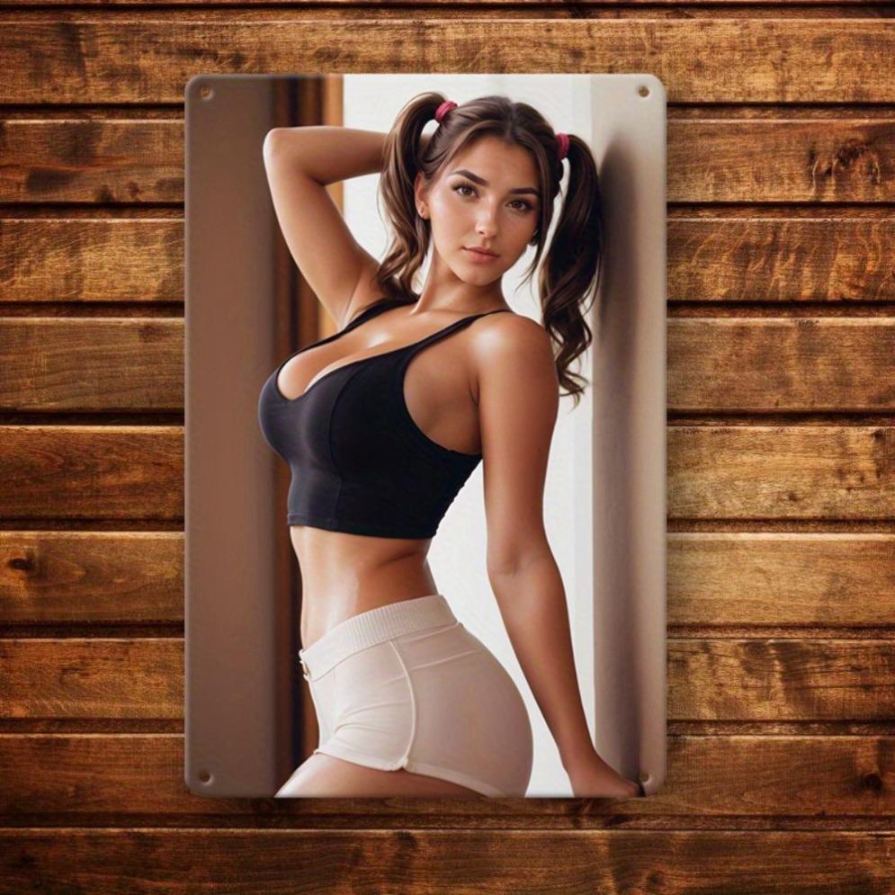 Vintage Blechschild Wanddeko Pin-Up Girl Retro Metallposter für Bar Man Cave Haus Schlafzimmer Dekoration