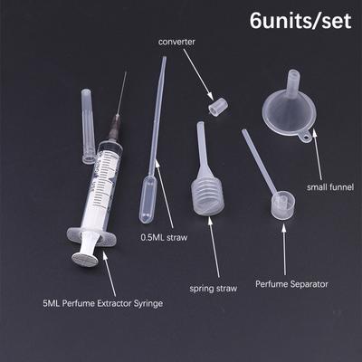 5Pcs/Set Perfume Refill Tools Set Plastic Diffuser Syringe Straw Dropper Funnel Spray Dispensing Required Cosmetic Tools