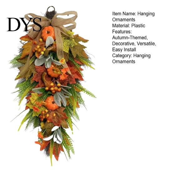 Artificial Holiday Floral Arrangement Artificia Fall Teardrop Swag, Autumn Harvest Sunflowers Pumpkins Leaves Berries Door Ready to Hang Swag Hanging
