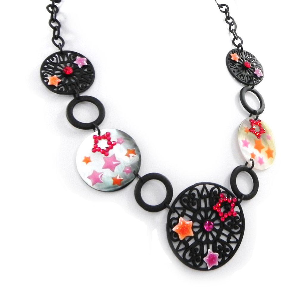 NOA [H9036] - Designer Necklace 'Carmen' Red Orange