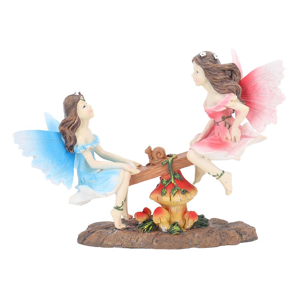 Fairy Statue Ornament Seesaw Figure Resin Realistic Figurine Decoration for Garden Home Living Room