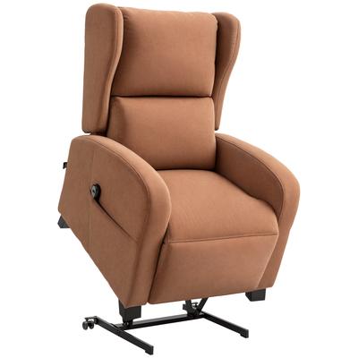 Relax Riser Armchair In Velvet with Backrest Reclining To 160 Degrees with Remote Control, Dark Brown