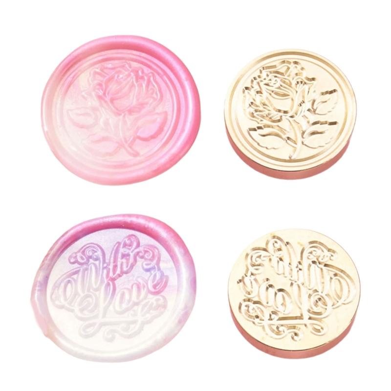 2Pcs Wedding Themed Seal Stamp Head, Embossed Sealing Stamp Head for Invitations Envelope Scrapbooking Embellishments