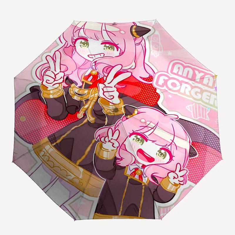 1pc Anya Forger Anime Character Umbrella - Automatic Opening with Foldable Design, Iron Frame, Outdoor Use, Festival Gift for Fans, Travelers, Daily U