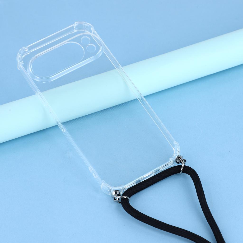 For Google Pixel 10/10 Pro Case Reinforced Corner TPU Clear Phone Cover with Lanyard