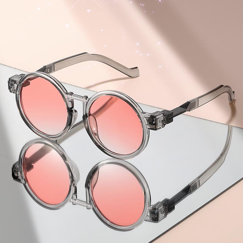 New Retro Small Round Frame Hip-hop Sunglasses for Travel and Party Outfits, Paired with Street Photography Sunglasses
