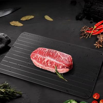1 st Aluminiumlegering Snabb Upptiningsbricka Snabb Upptining Kall Biff Fisk Frukt Kött Mat Upptiningsbräda Hushållsköksredskap