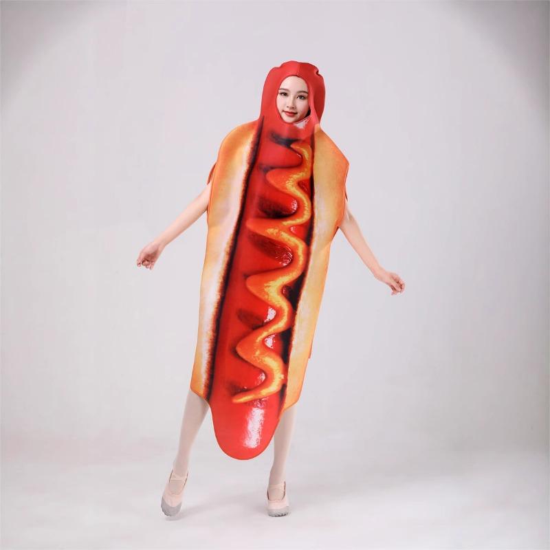 Halloween Fun Funny Food Hot Dogs Ham Jumpsuits Campus Events Party Stage Costumes