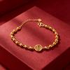 Gold Fu Charm Daily Bead Bracelet for Women, New Style, Simple and Sweet Jewelry, Chinese Style, Elegant Bead Bracelet