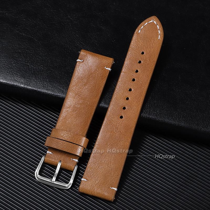 Cowhide Watch Strap Bracelet Vintage Genuine Leather 18mm 20mm 22mm 24mm Watchband Women Men Sport Quick Release Wristband