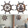 Wall Art Decor Nautical Wheel Wall Sculpture Wooden Ship Steering Wheel Boat Rudder for Club Living Room Bar Fireplace Farmhouse