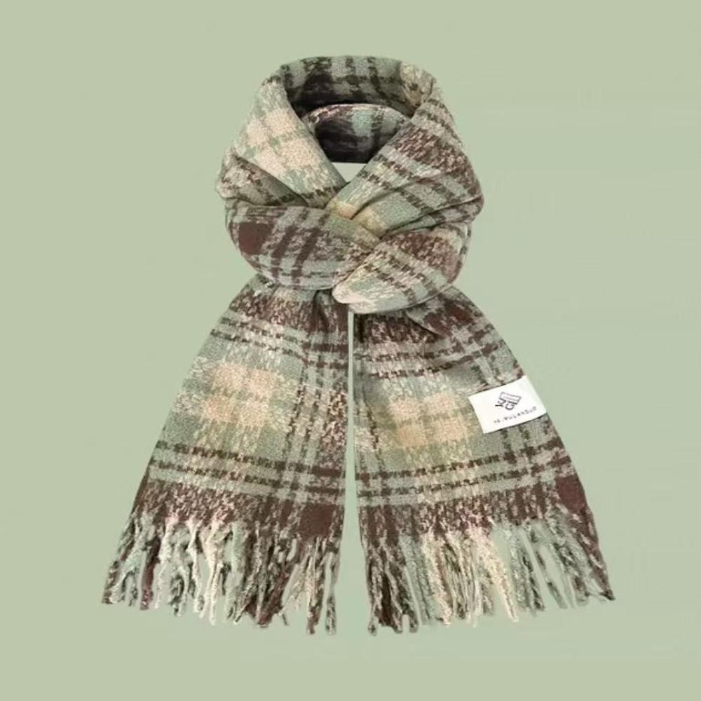 64X200Cm Plush Plaid Scarf Women S Autumn And Winter Polyester Fiber Scarfs Trendy Versatile Warm Neck Scarf Shawl Hijab