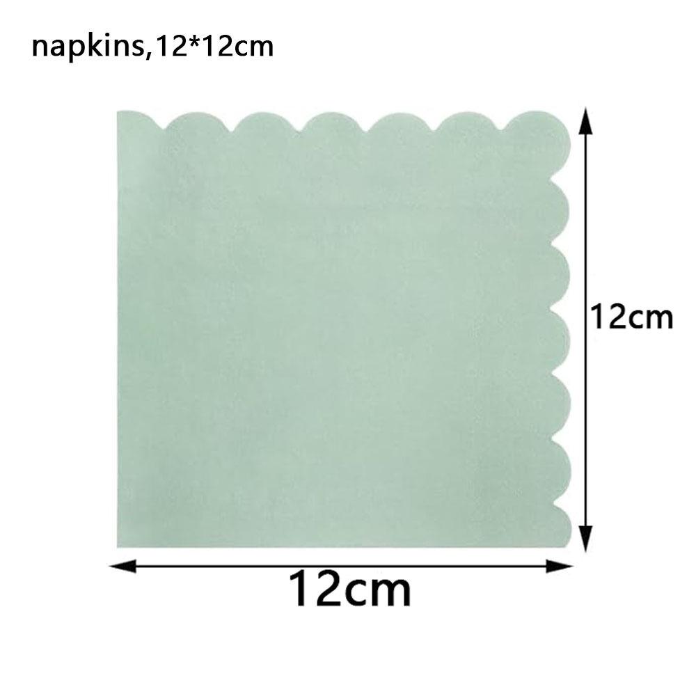 Sage Green Lace Disposable Tableware Set: Plates, Cups, Knives, Forks, Spoons for Parties