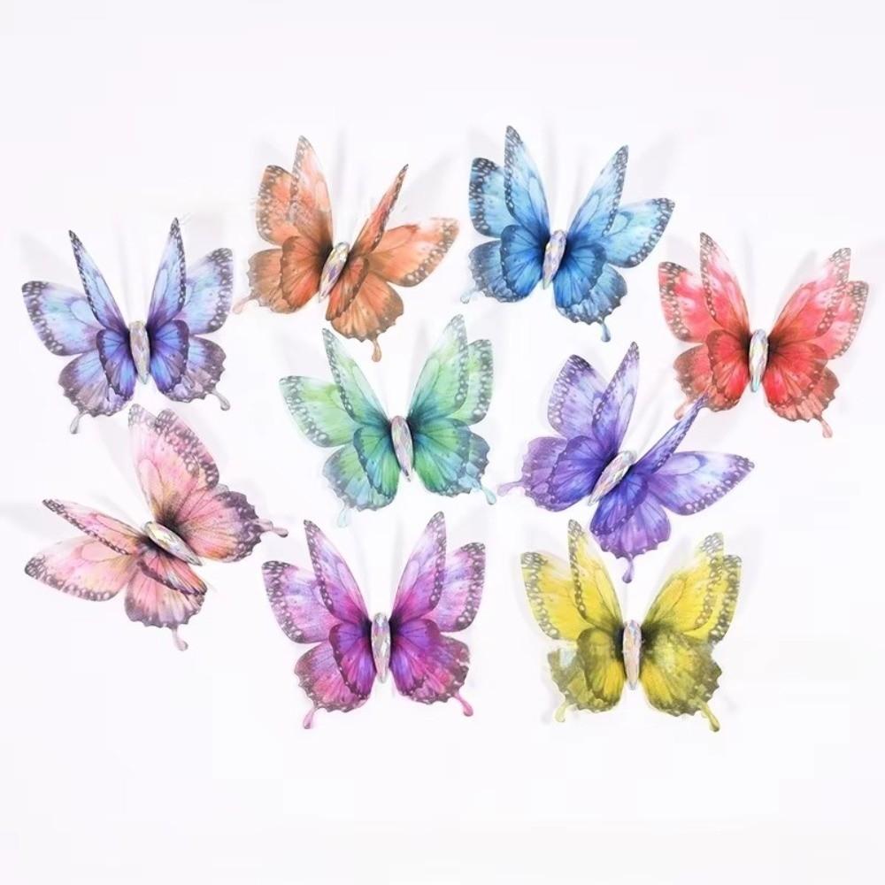 50Pcs 3D Chiffon Tulle Butterfly Patches Simulation Mesh Butterfly Patch  Bridal Hair Accessories