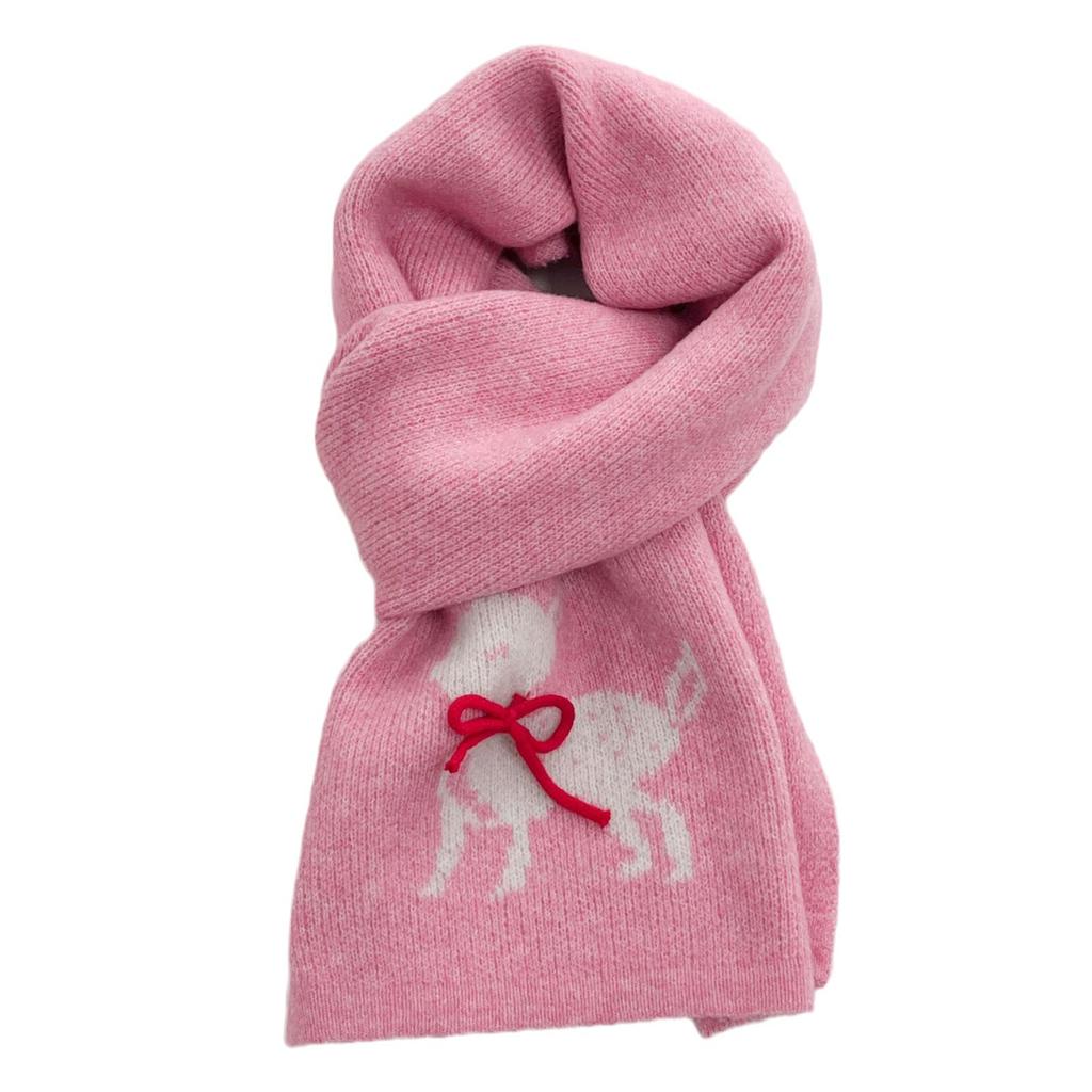 Knitted wool autumn and winter cold-proof versatile warm comfortable neck protection scarf three-dimensional bow jacquard deer scarf