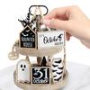Creative Wooden Crafts with Beaded Garlands Party Sign Wood Decorations Wear Resist Tiered Tray Decorations Set for Table Shelf