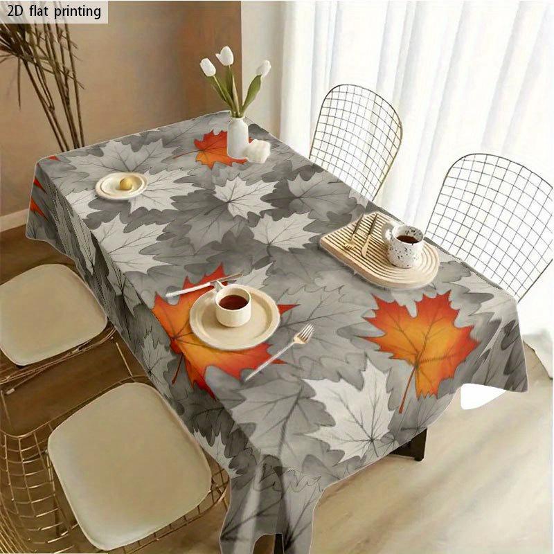 1pc Soft and fashionable 2D flat tablecloth, machine washable and easy to clean, autumn leaf patternzyc
