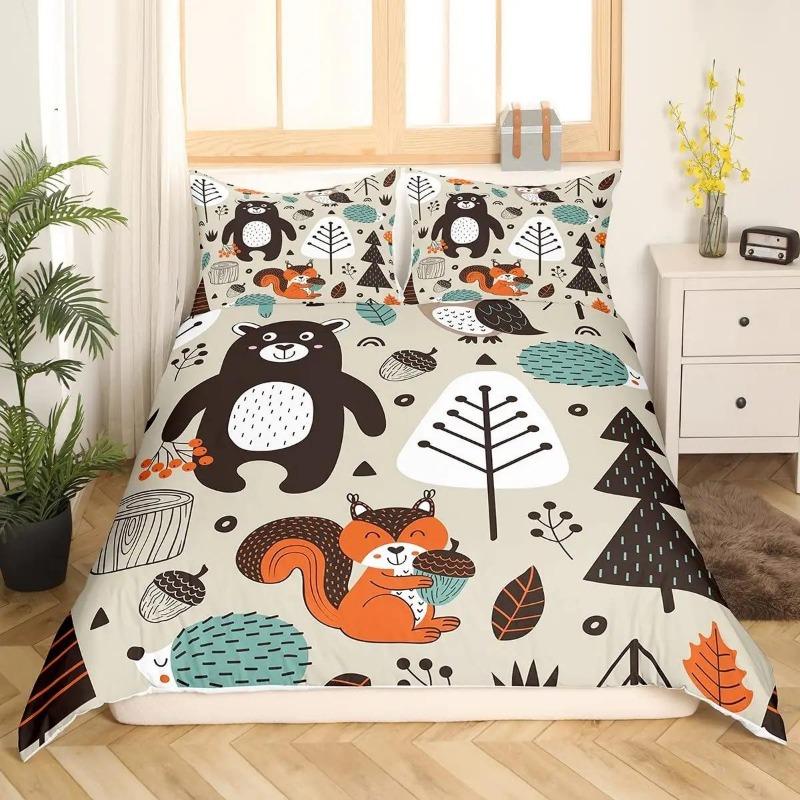 3D Cartoon Hedgehog Pattern Bedding Set Home Decoration Duvet Pillowcase Bedding Gift for Children and Teenagers