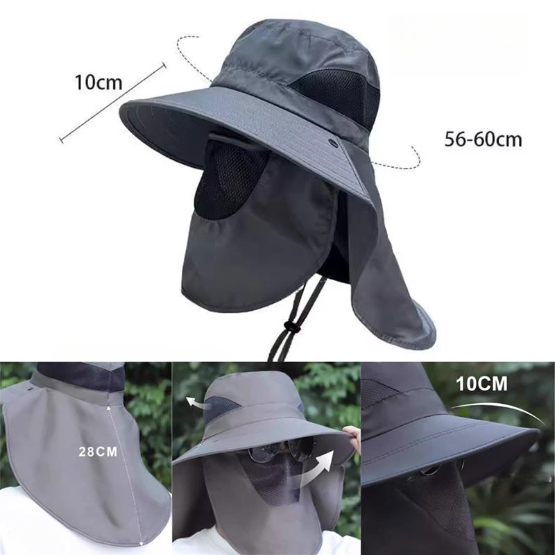 Summer Quick-Drying Boonie Hats With Neck Mask Cover Men Breathable Mesh Sun Visor Fisherman Hats Outdoor Wide Brim Bucket Caps