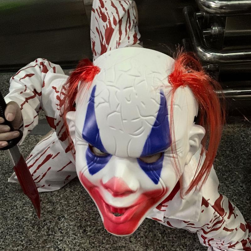 1Pcs Halloween Horror With Double Ponytail Mask Full Face Funny Terror Decoration Ghost Mask Cosplay Clown Costume Party Props