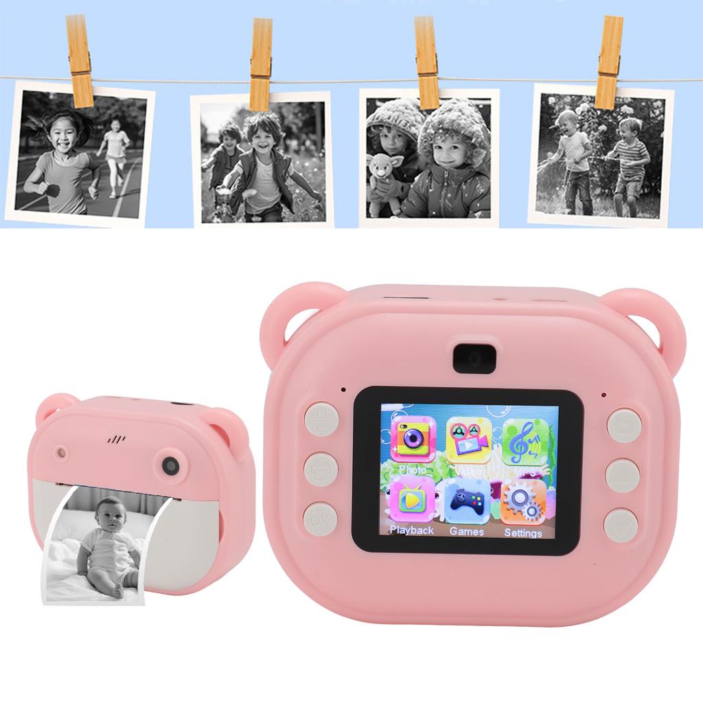 Print Camera for Kids 24MP 1080P 2 Inch HD Screen Dual Lens Camera Toy with 32GB Memory Card for Girls Boys Christmas Birthday Gift