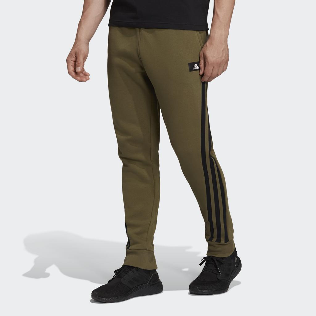 Adidas Fleece Winter Pants With Three Stripes Men Bottoms Olive H44174