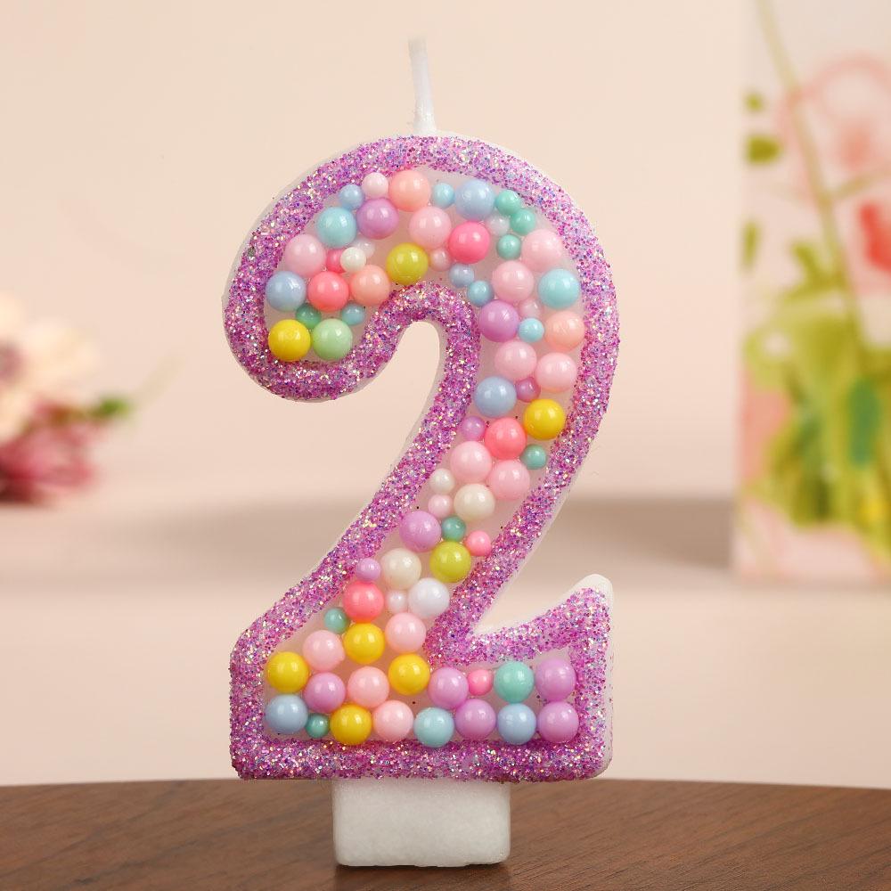 Colorful Ocean Ball Birthday Candle with Purple Edge - Creative Party Decoration