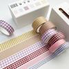 6Rolls/box Kawaii 6 Colors Plaid Washi Tape DIY Handbook Wrapping Paper Stickers