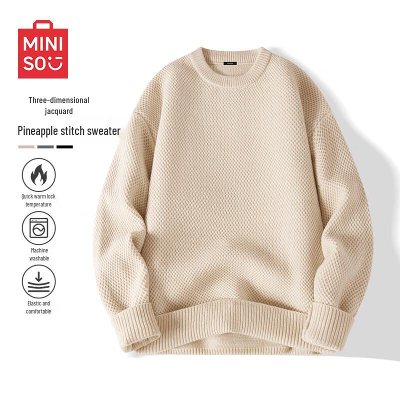 

MINISO Unisex Crew Neck Waffle Knit Sweater XL