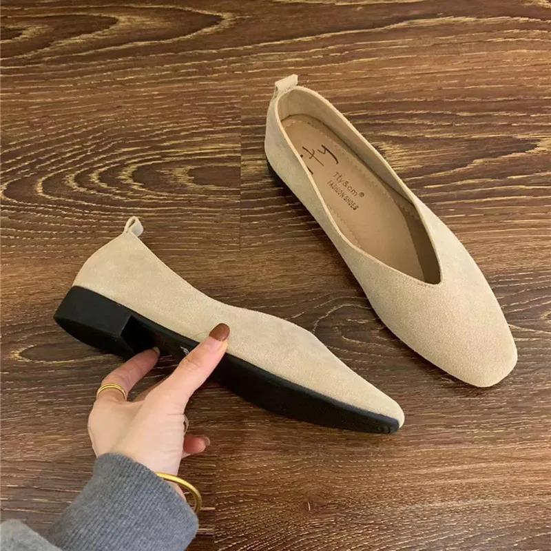 Women's Square Toe Vintage Flats Soft Loafers Comfortable Leather Ballet Shoes for Female Dress Shoes Mujer