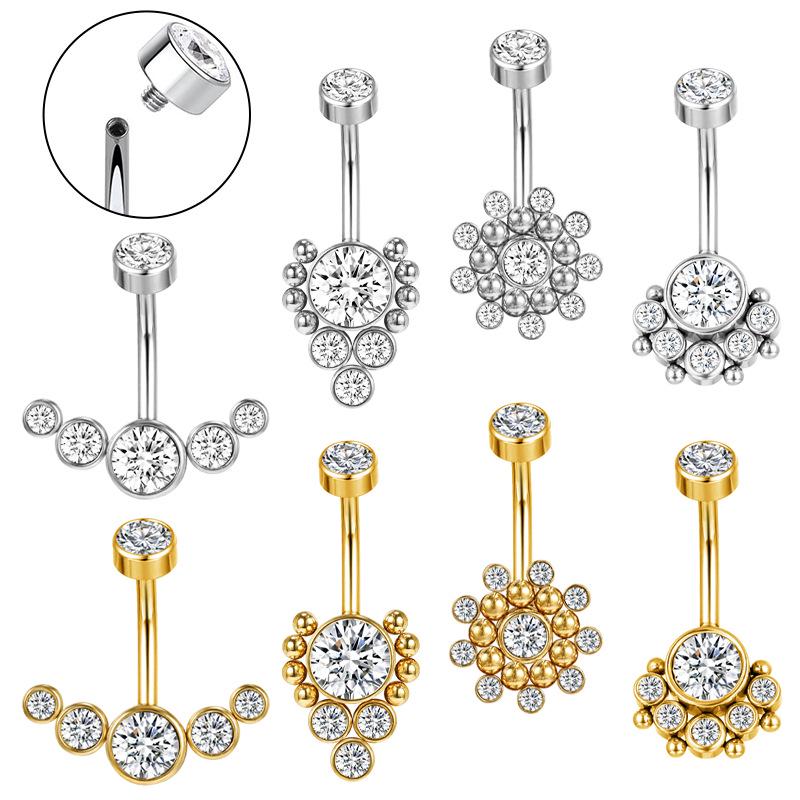 European & American Fashion Zircon-Inlaid Navel Ring