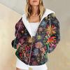 Women's Christmas Printed Sweatshirt  Winter Long Sleeve Cardigan Jacket With Pockets Zipper Hoodie Outerwear