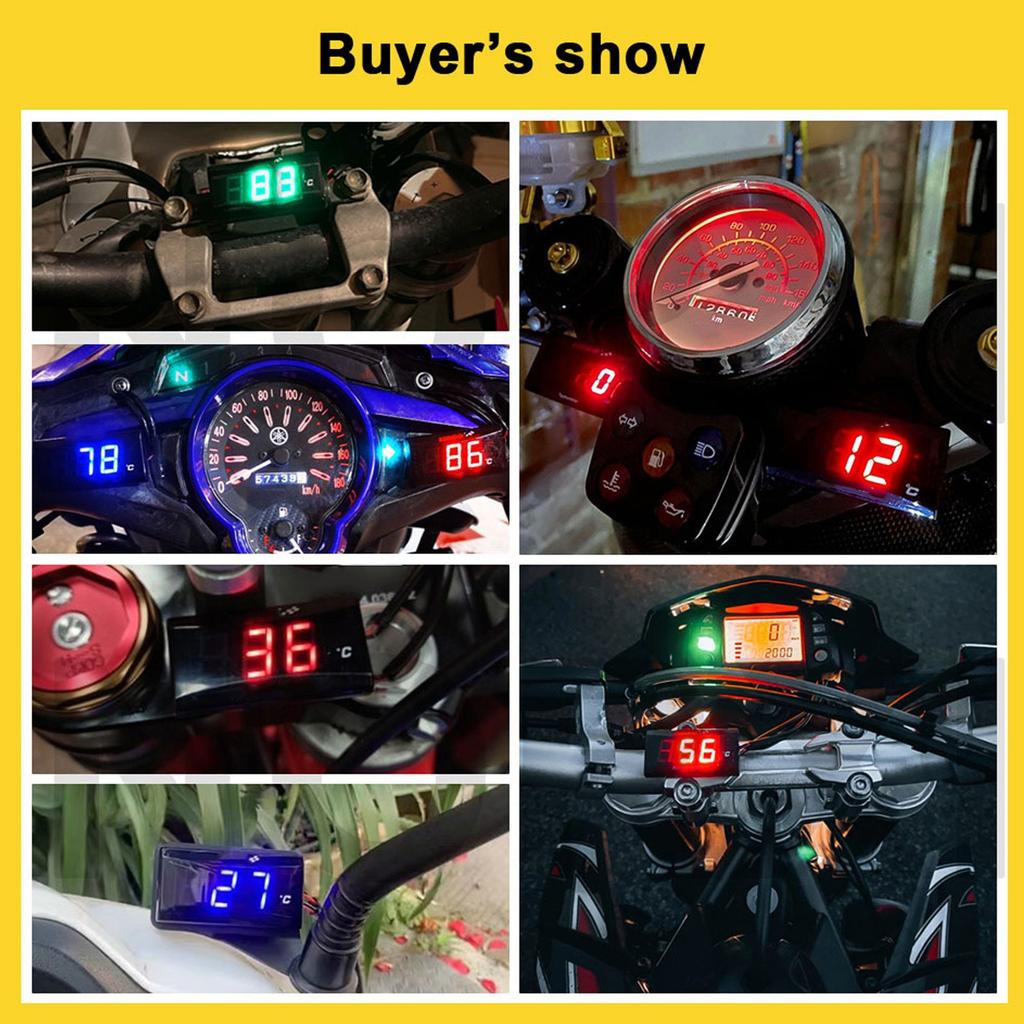 Motorcycle 12V LCD Screen Slim Water Temperature Gauge With 16mm Tee for Motorbike