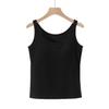 Women's Slim-Fit Camisole with Built-in Bra, Sleeveless, Anti-Exposure, Versatile for Inner or Outerwear, Perfect for Spring/Autumn