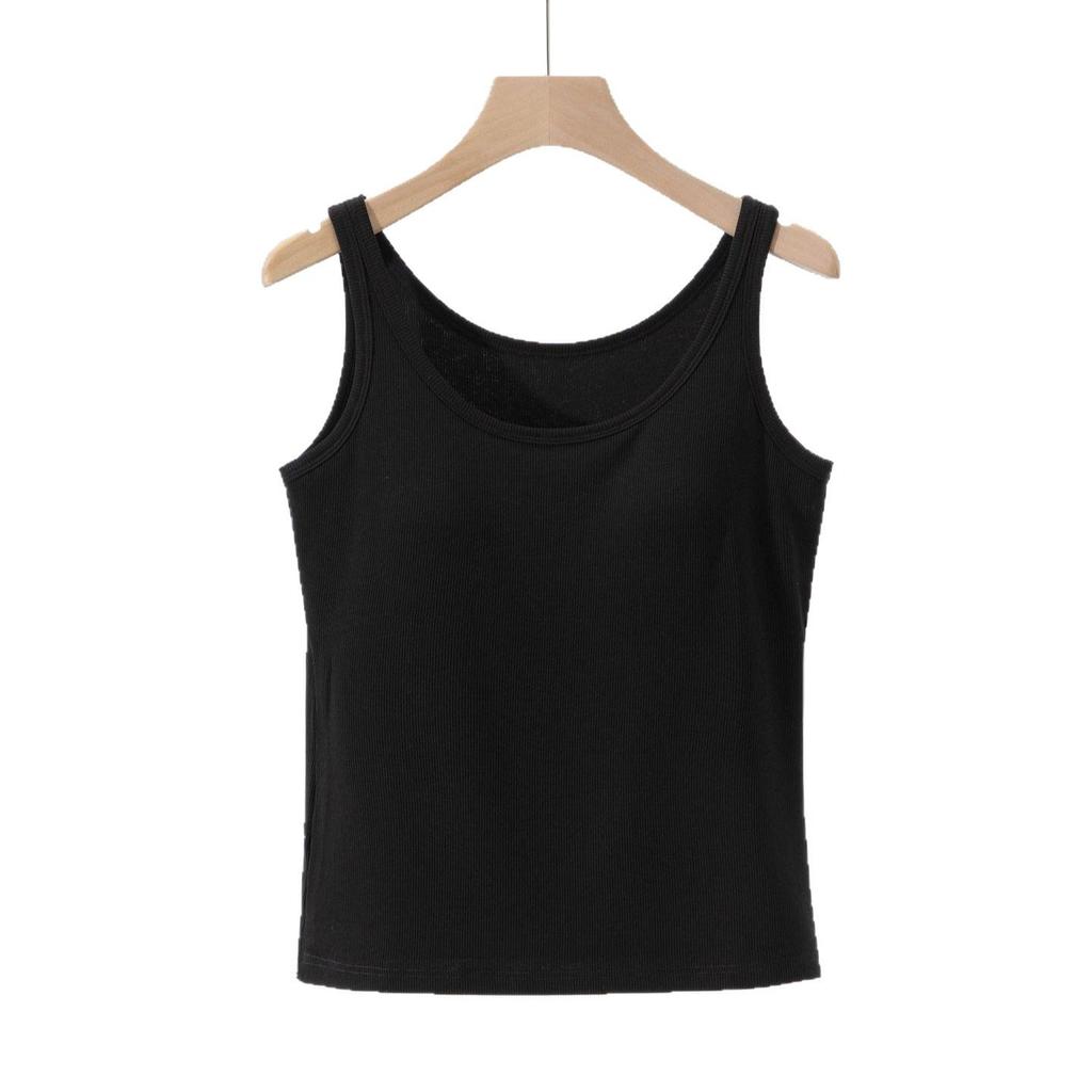 Women's Slim-Fit Camisole with Built-in Bra, Sleeveless, Anti-Exposure, Versatile for Inner or Outerwear, Perfect for Spring/Autumn