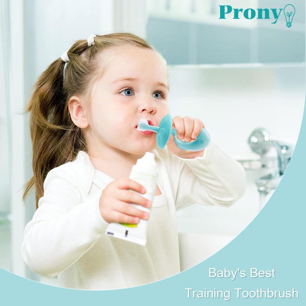 Baby Toothbrush Toddler Toothbrush for Age 0-5 Years Old, BPA Free Silicone Infant Toothbrush for Baby Gum Care with Baffle To Prevent Swallowing