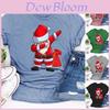Camiseta Estampada de Papai Noel Dabbing para Mulheres Manga Curta de Natal Macia e Confortável