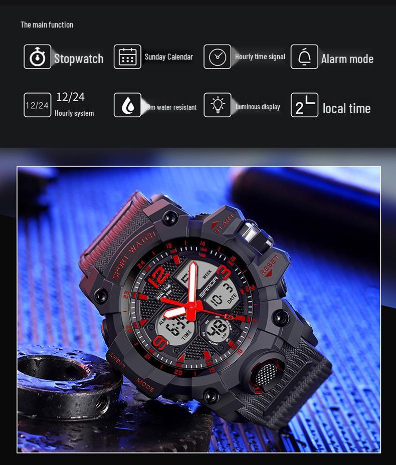 Sanda Tactical Luminous Waterproof Mountaineering Watch for Men - Multifunctional and Sporty