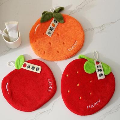 Korallensamt-Handtuch, weich, saugfähig, Cartoon-Frucht-Design mit hängendem Seil, schnell trocknend, für den Haushalt, zum Abwischen von faulen Händen