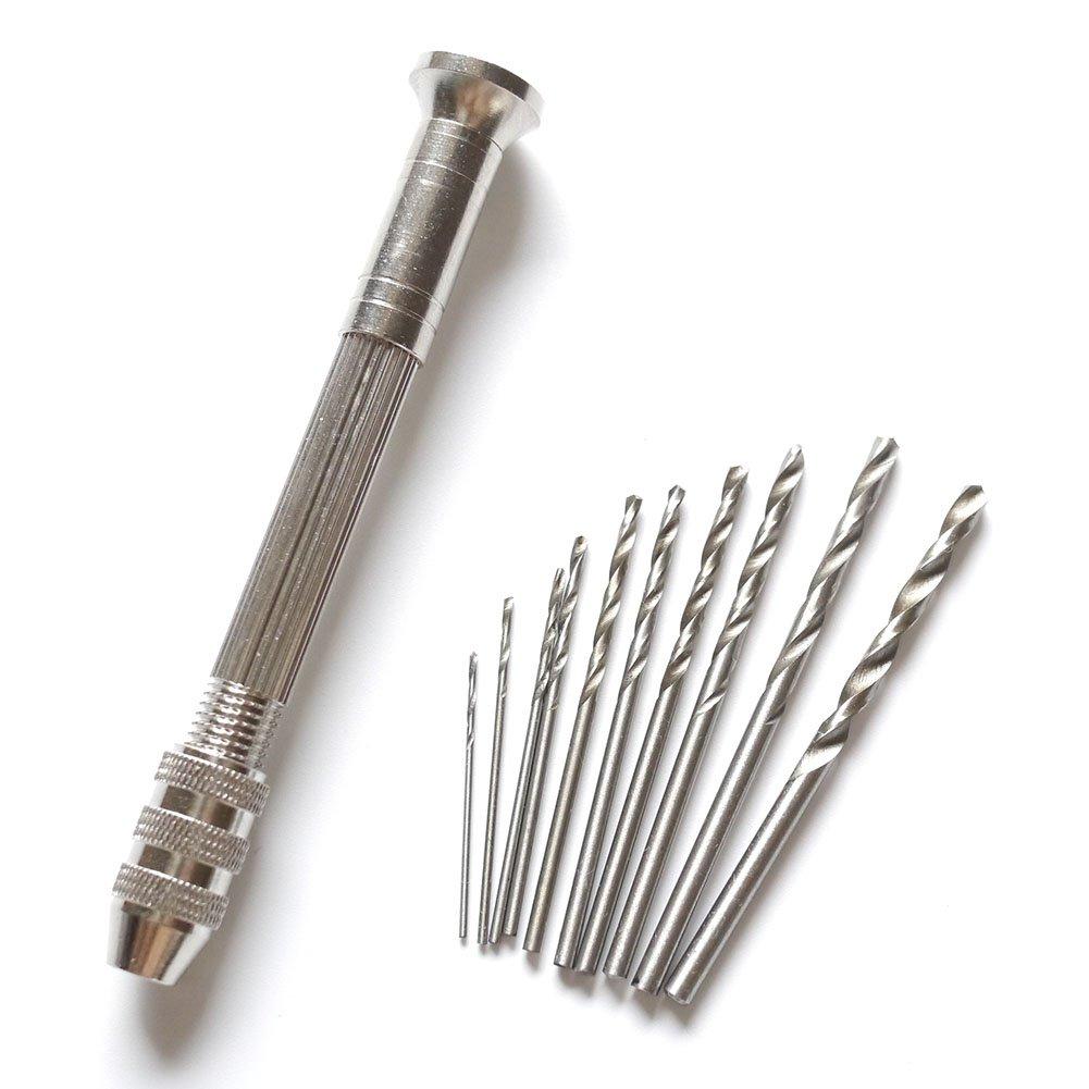 TANGSHI Craft Tool Pin Vise Hand Interchangeable Drill To Set Drill, Retractable, Bits, 0.8mm 3.0mm, 10-Piece