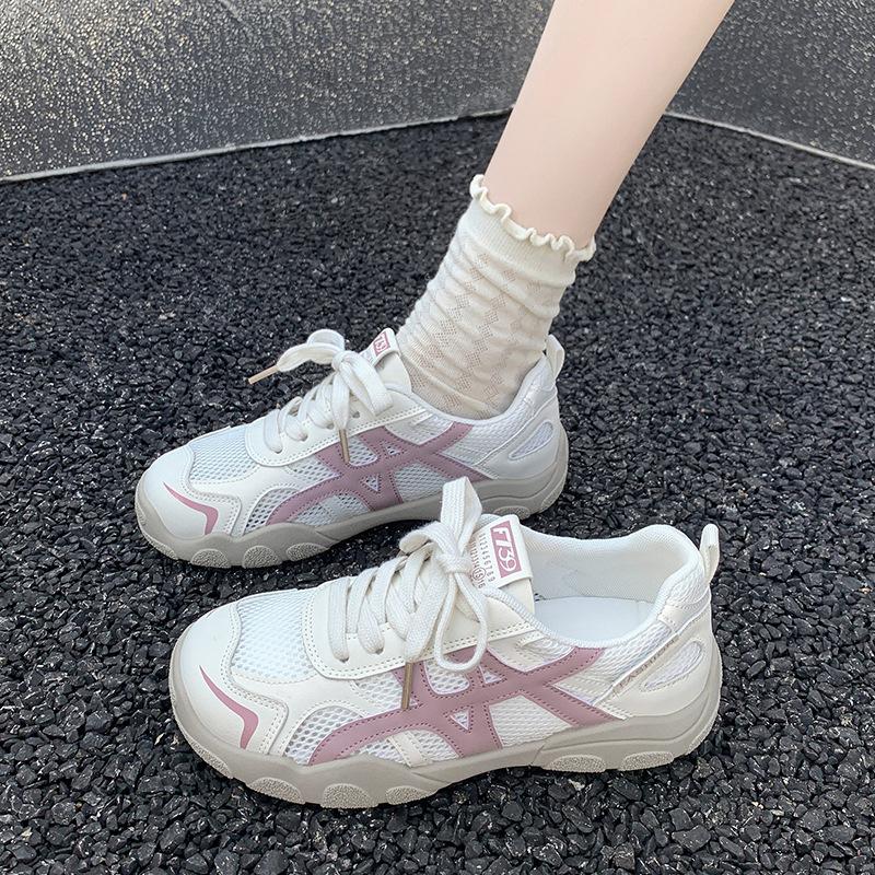 Dexun Shoes Casual Shoes Women's Summer 2025 New Single Net Breathable Sports Casual Comfortable Versatile Platform Single Shoes