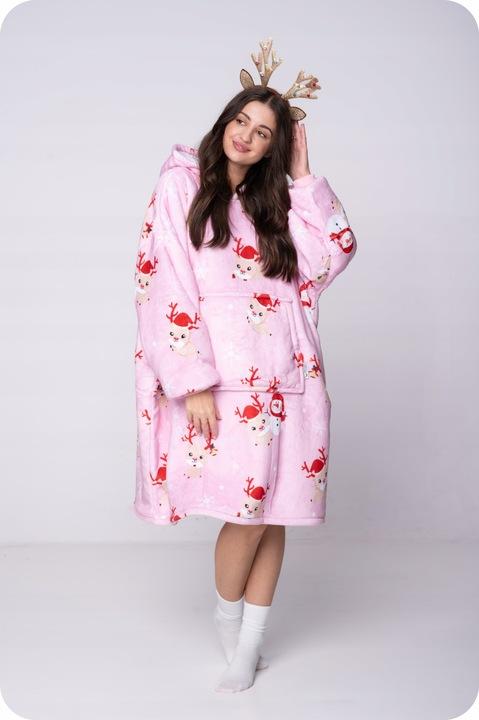 Blanket Sweatshirt Oversize Warm Thick Blanket Sweatshirt 2in1 Reindeer Fur [Kb-W37]